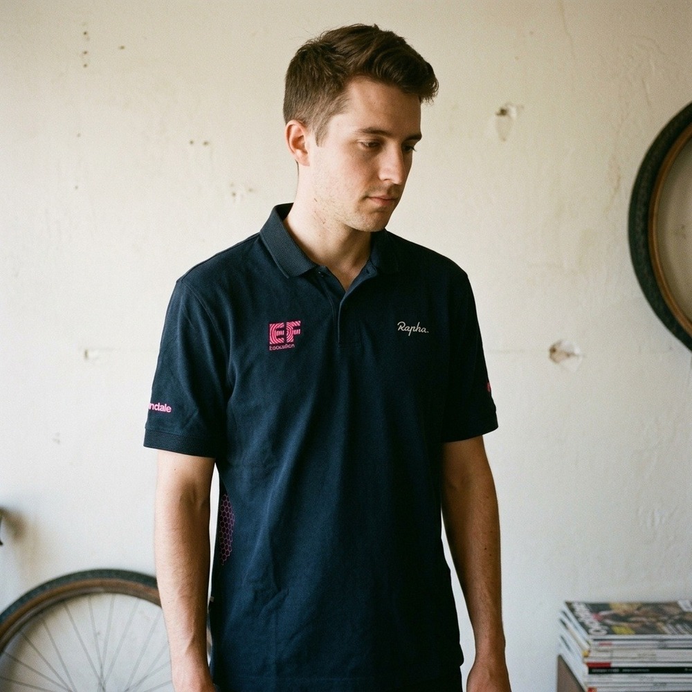 Rapha Mens Logo Polo Shirt XL Black EF Education First Cannondale Cycling Sports
